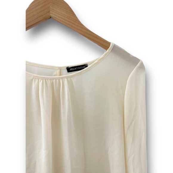 Women’s Boutique Cream Ivory Flowy Blouse Beaded Sleeve Detail Small - Picture 4 of 12